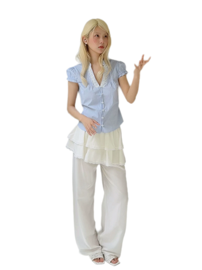 Ruffled Wide Leg Pants