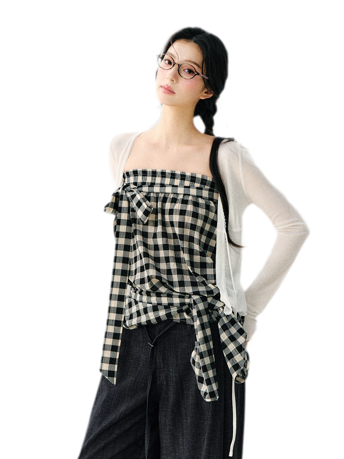 7SHIFTIN Checked Convertible Bow Top – view 2