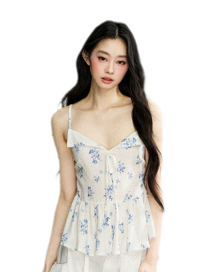 Ruffled Tie Floral Camisole