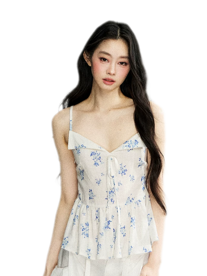 Ruffled Tie Floral Camisole