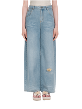 13DE MARZO Bear Appliqué Wide Jeans – Jeans