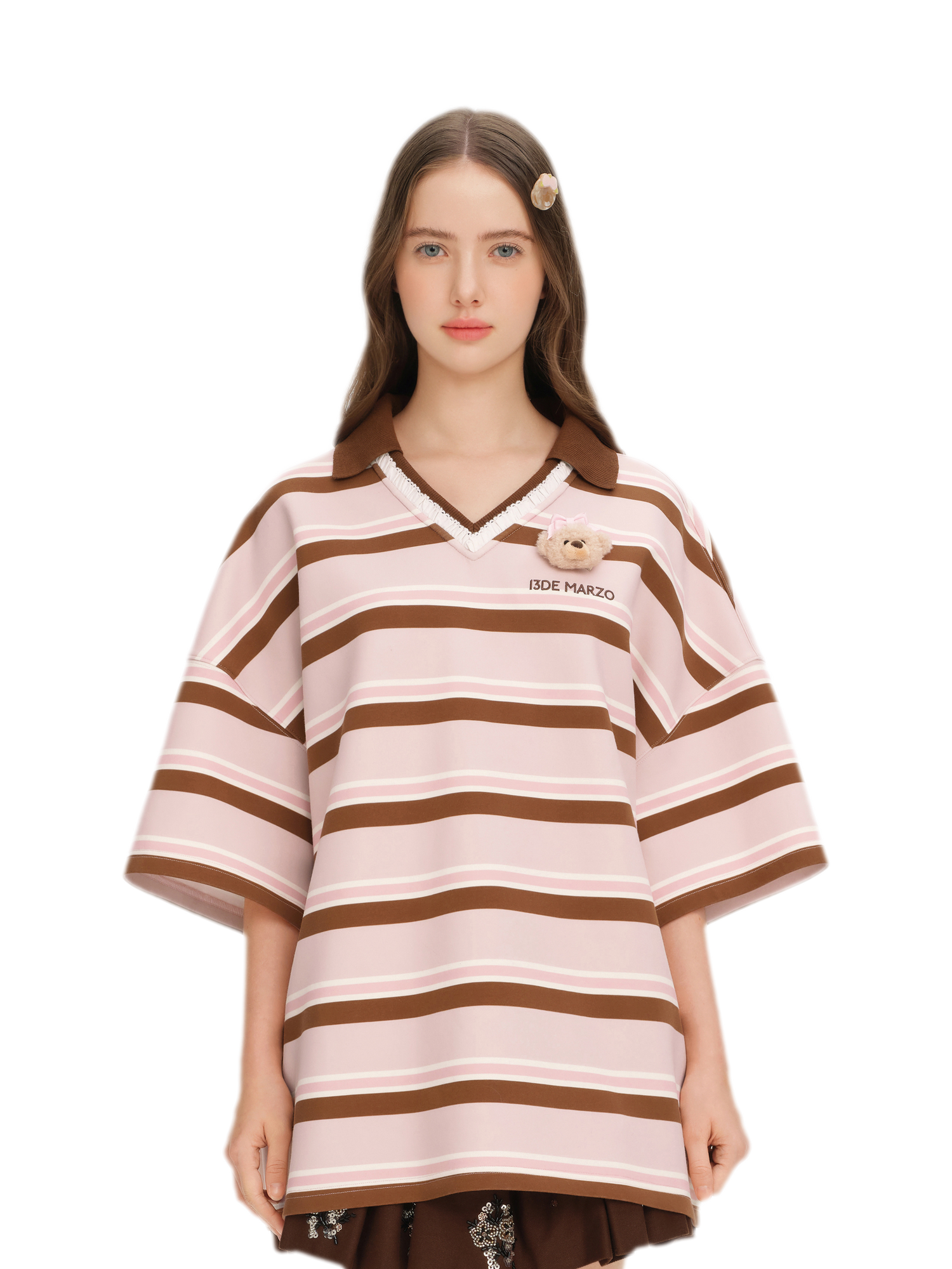Floral Stripe Polo Tee