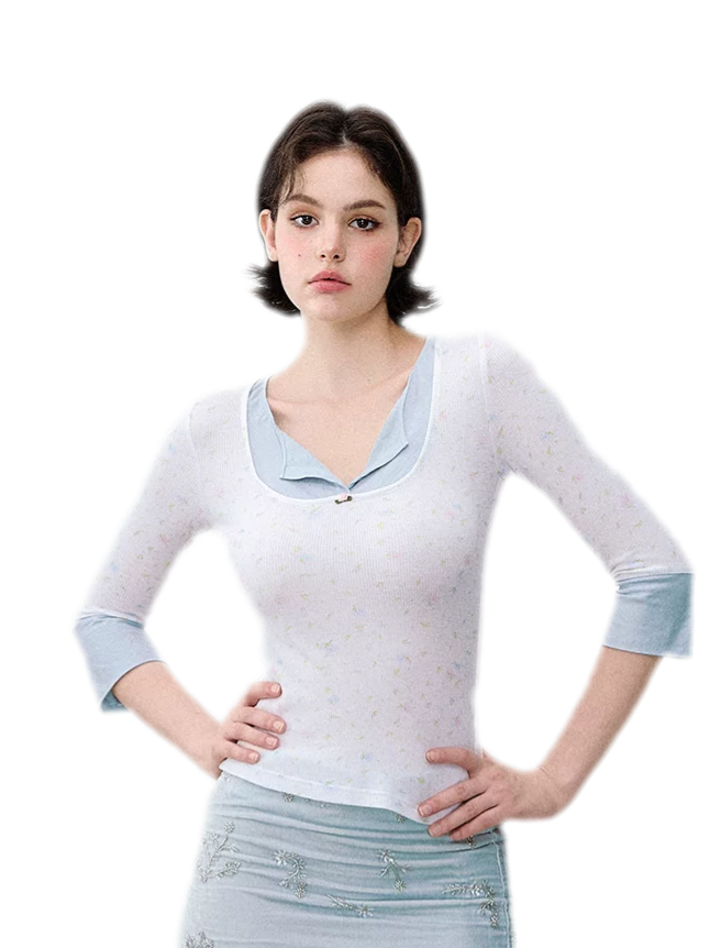 Iris Print Layered T-shirt