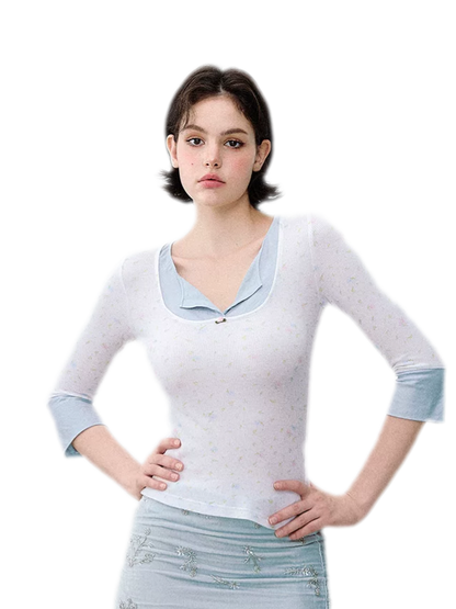 Iris Print Layered T-shirt