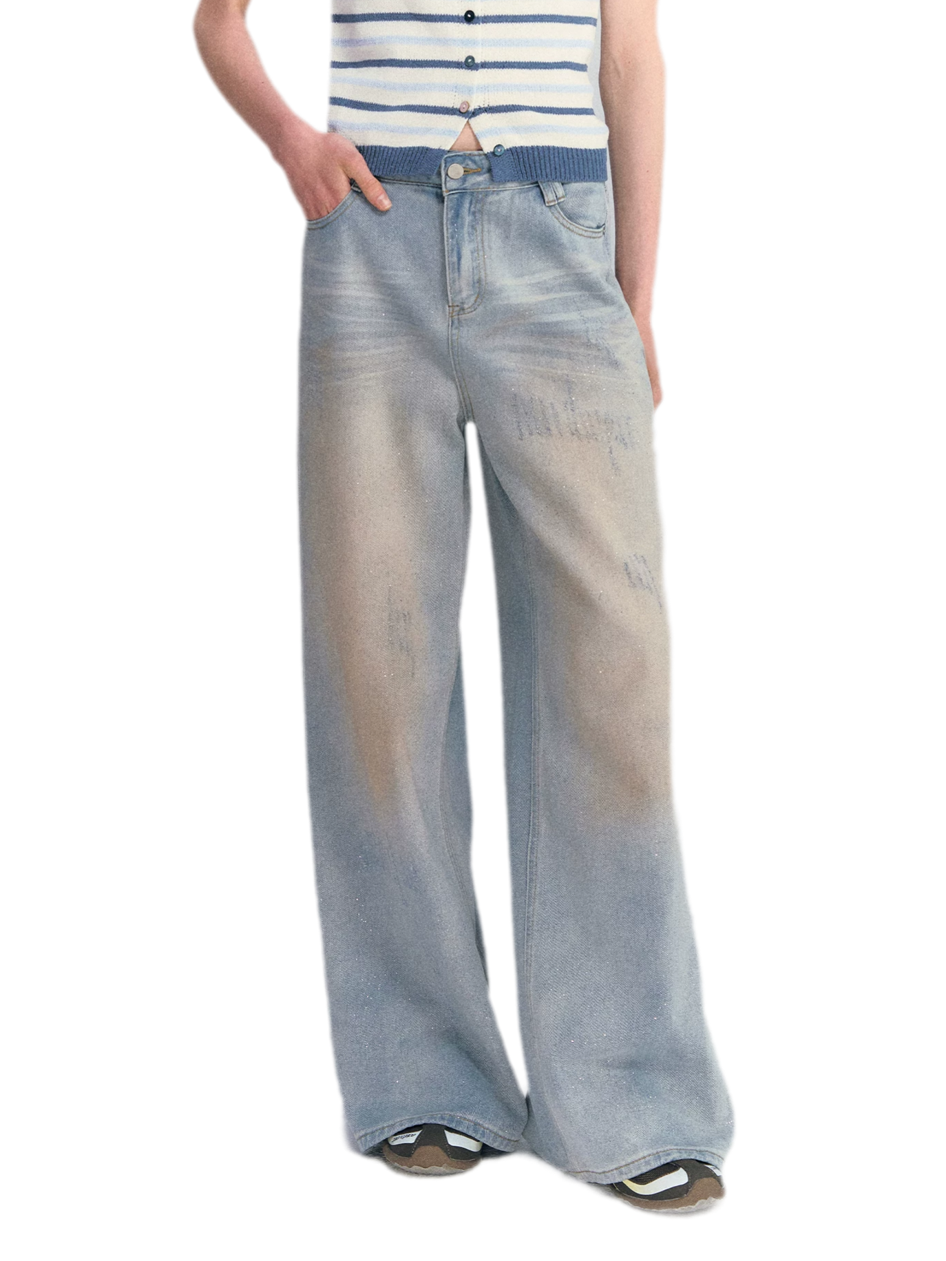Sequin Wide-Leg Jeans