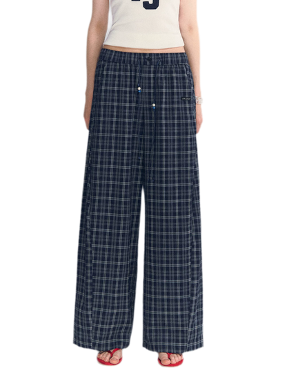 Plaid Wide-Leg Pants