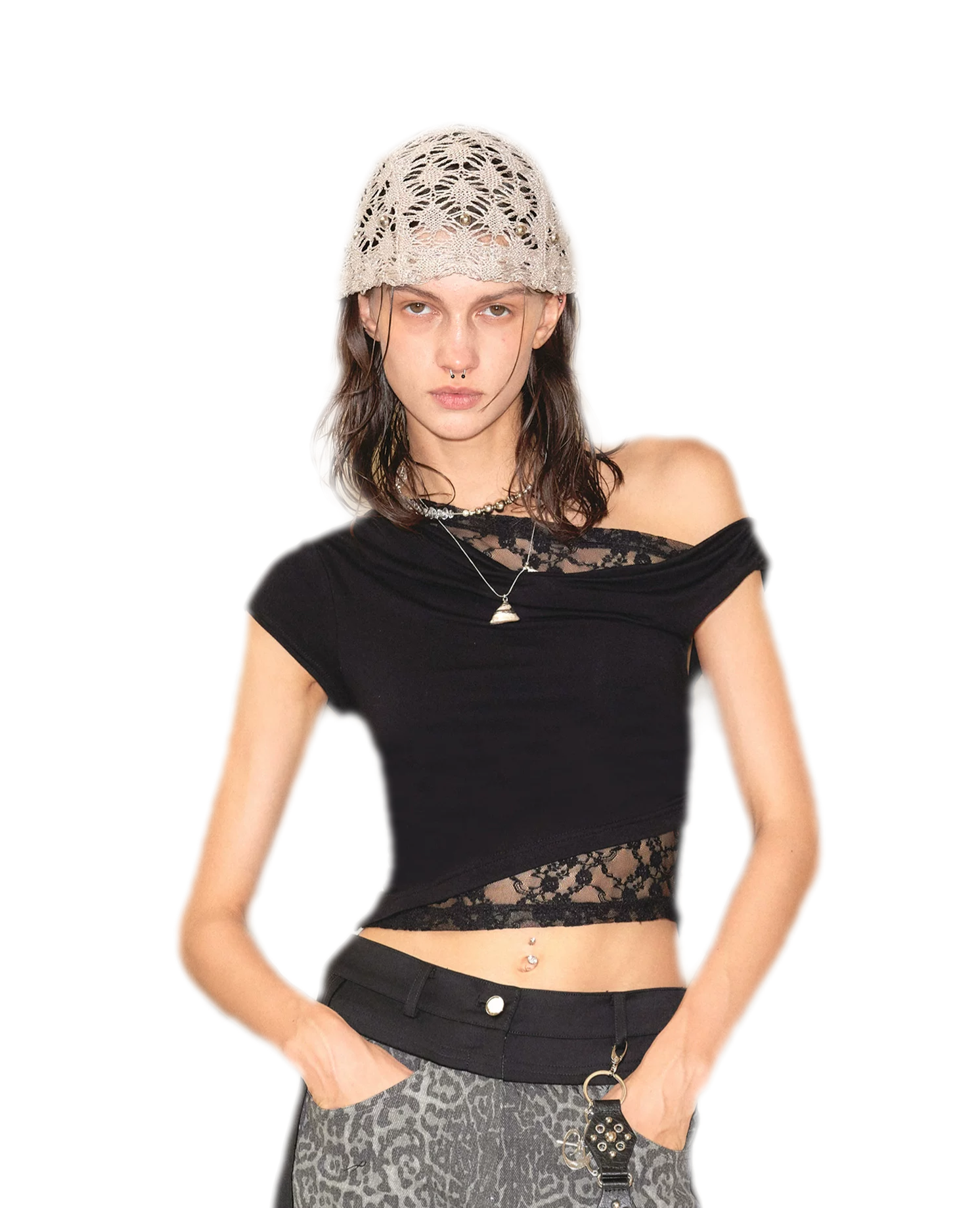 Lace Shoulder Trim Tee