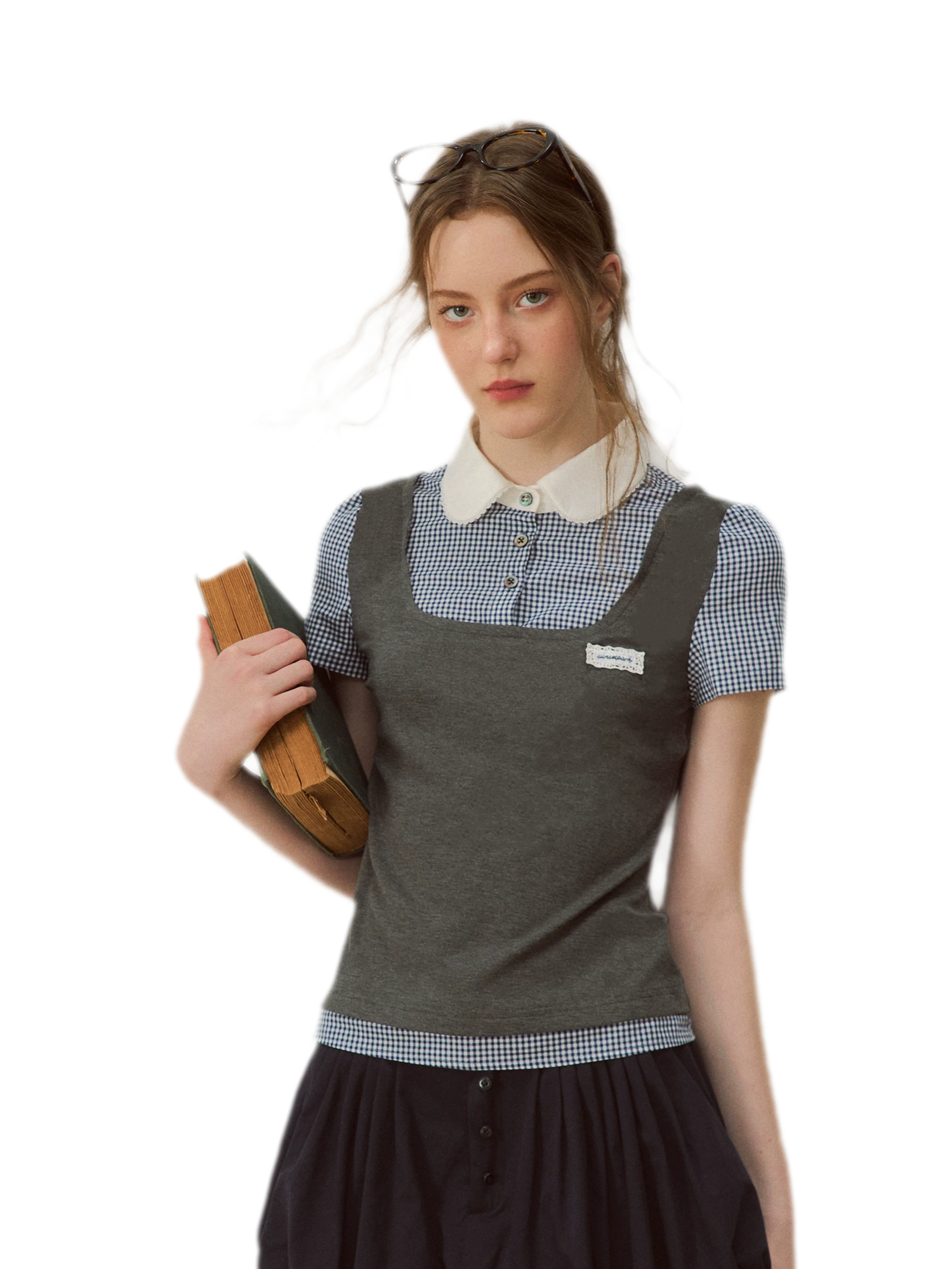 Patchwork Doll Collar Shirt