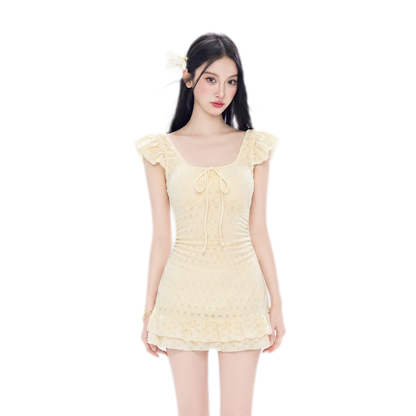 Eyelet Ruffle Swim Dress
