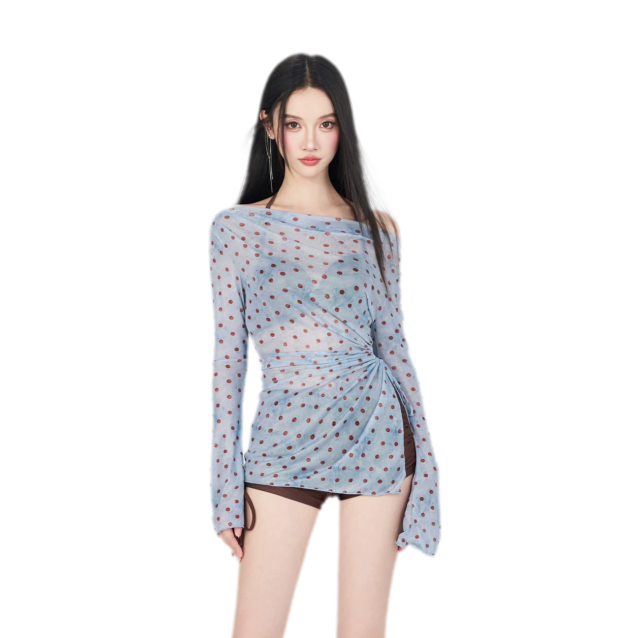 Mesh Ruffle Bikini Set