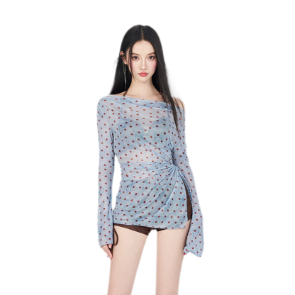 Mesh Ruffle Bikini Set
