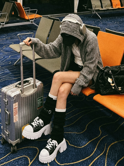 Platform High-Top Canvas Shoes