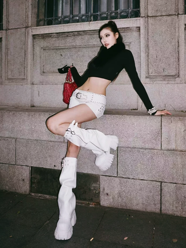 Platform White Ankle Boots
