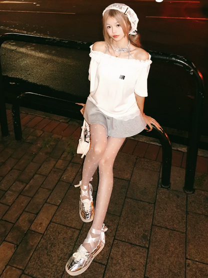 Silver Ribbon Ballet Flats
