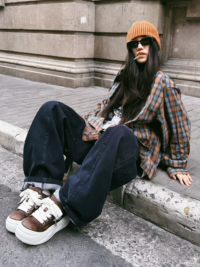Distressed Platform Loafer Shoes