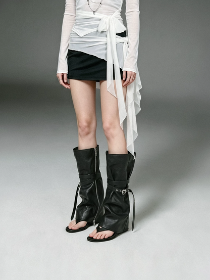 Leather-Textured Slouch Legwarmers