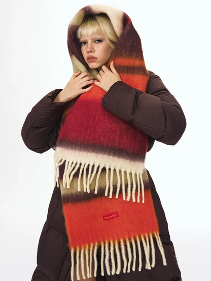 Striped Rainbow Shawl Scarf