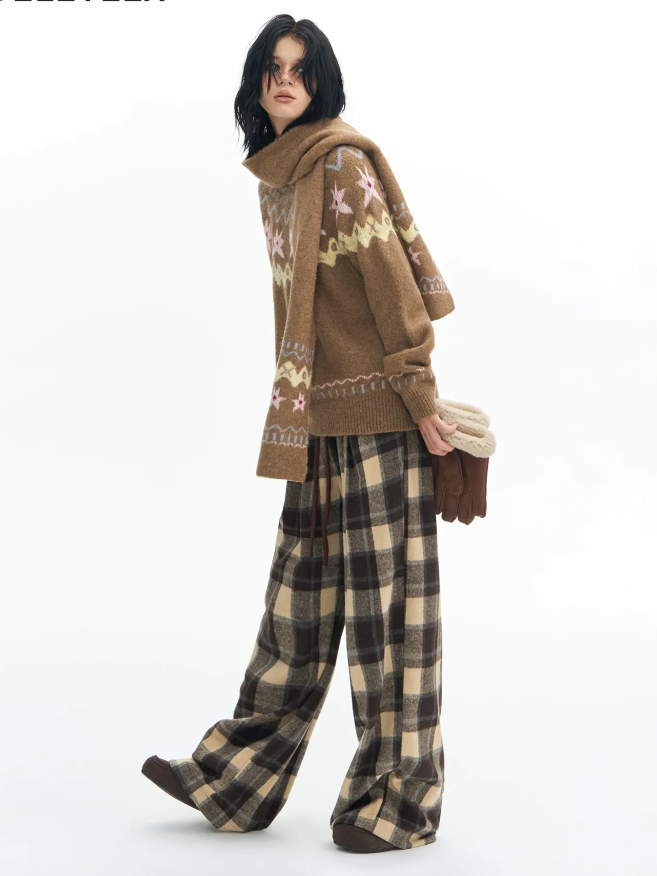 Plaid Wide-Leg Pants
