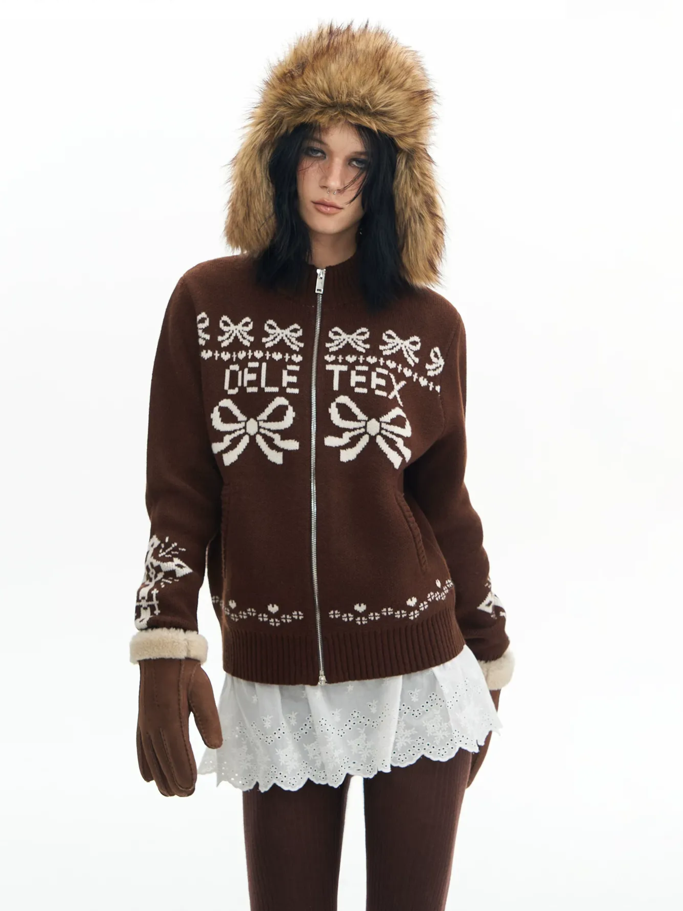 Jacquard Wool Baseball Cardigan