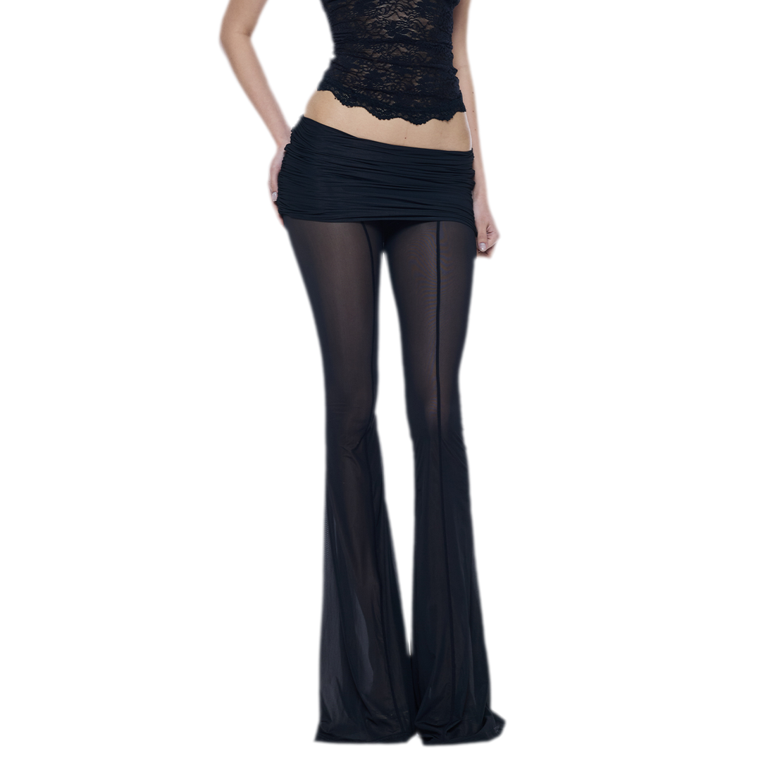 Sheer Mesh Flared Pants