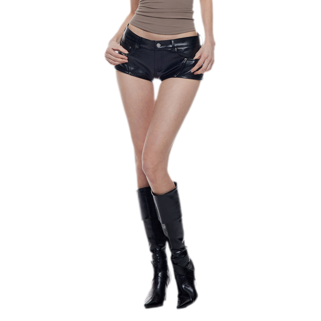 Glossy Faux Leather Shorts