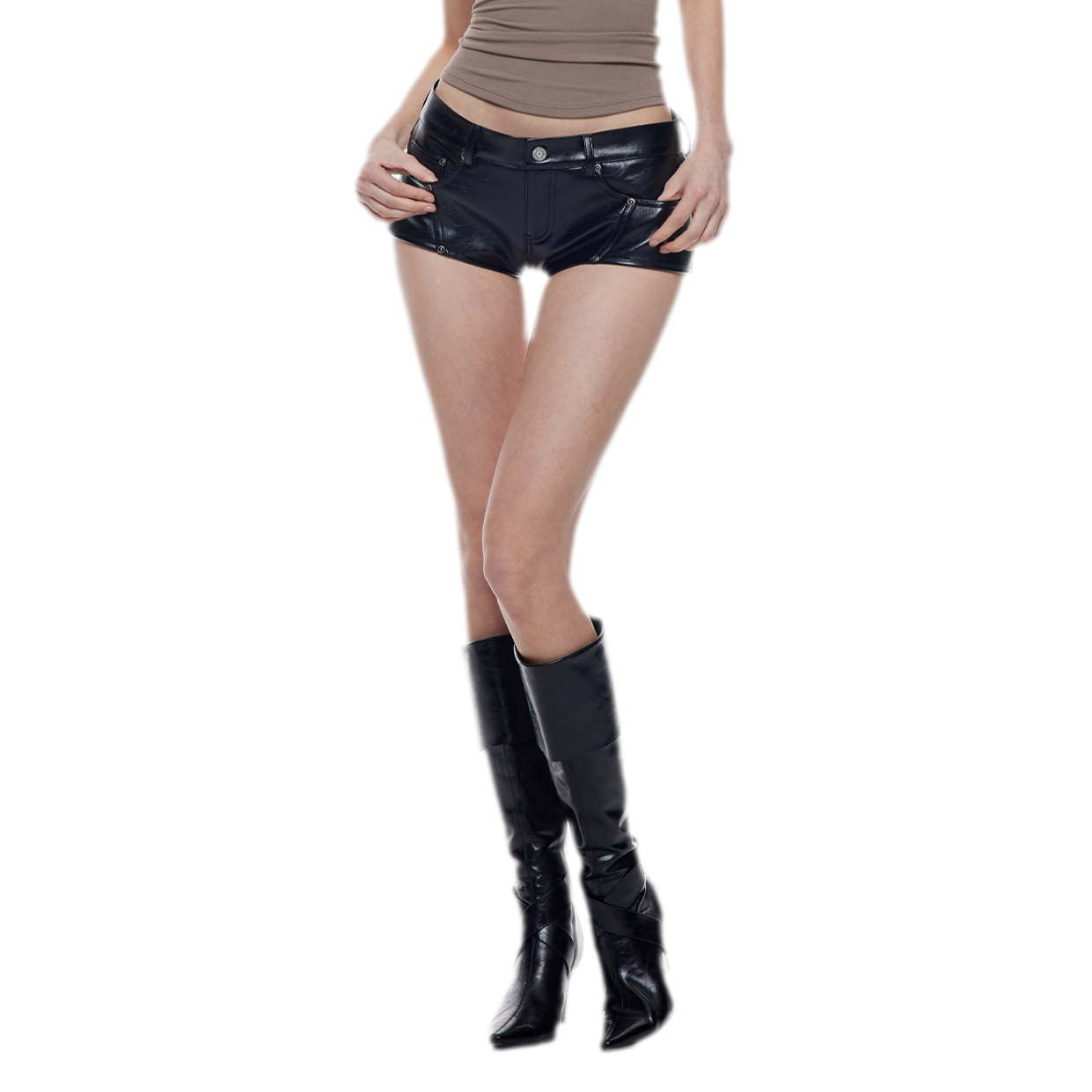 Glossy Faux Leather Shorts
