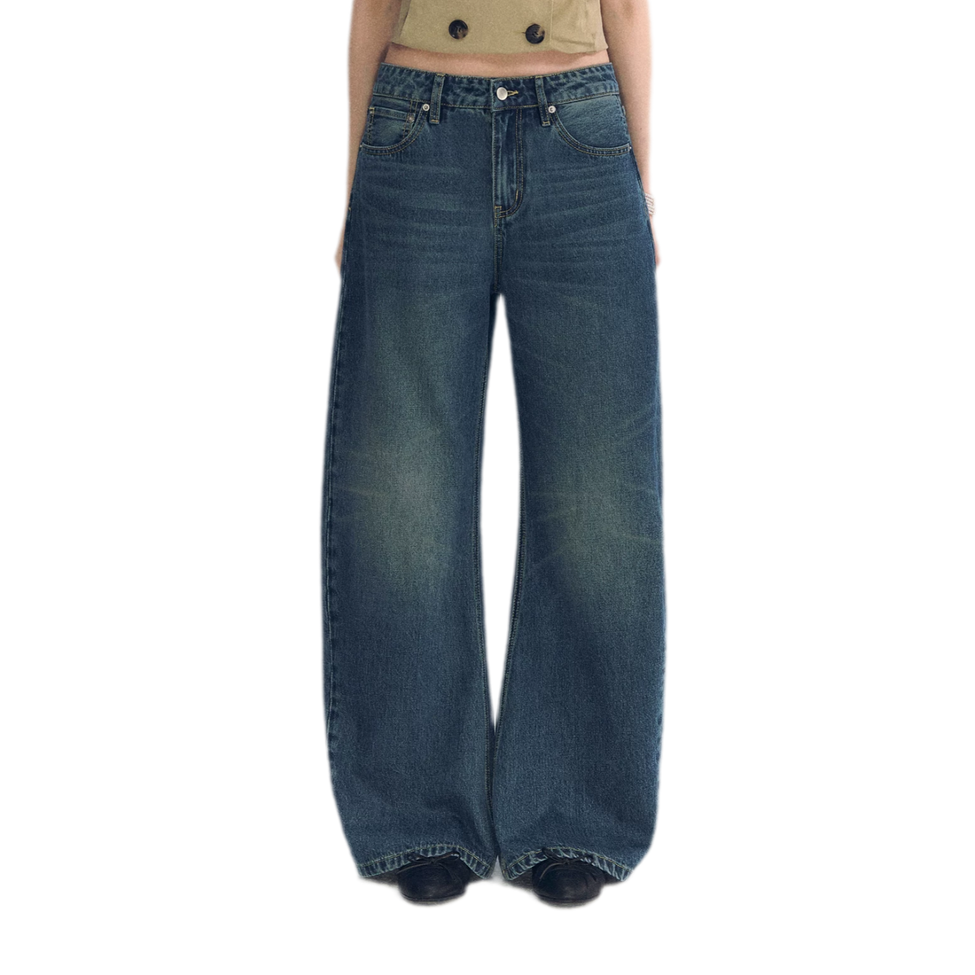 Vintage Wash Wide-Leg Jeans