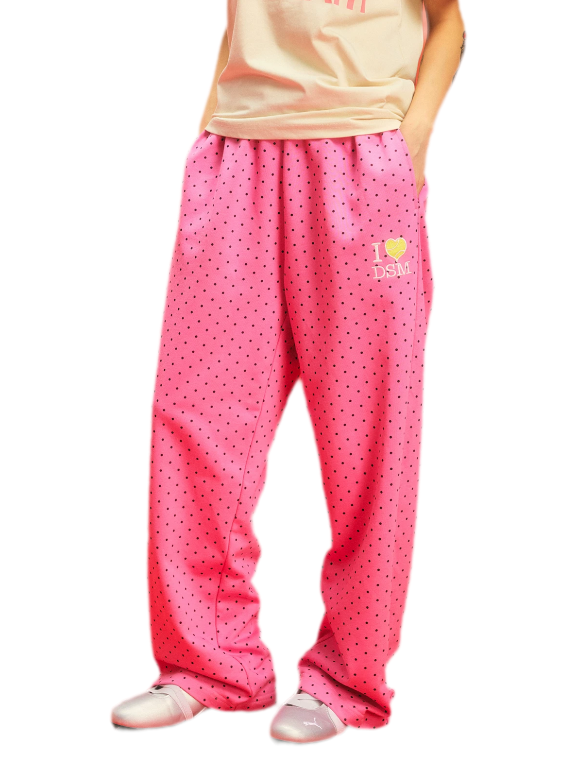 Polka Dot Relaxed Straight-Leg Pants