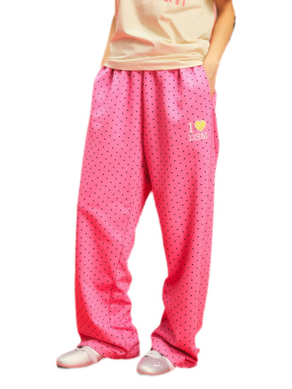 Polka Dot Relaxed Straight-Leg Pants