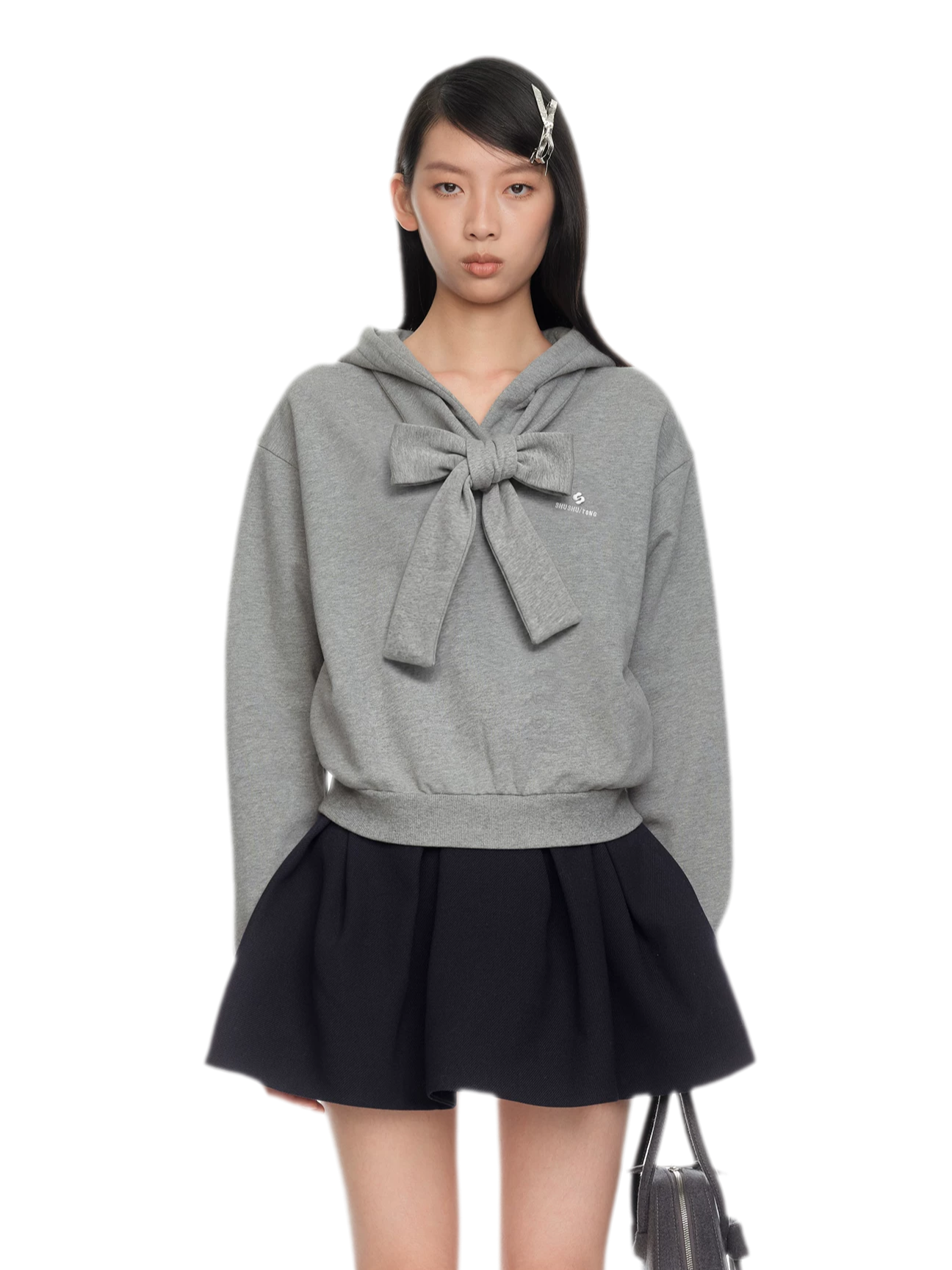 Bow Detail Cropped Hoodie
