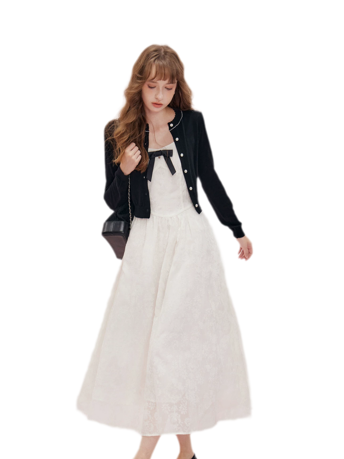Cashmere Wave Trim Cardigan