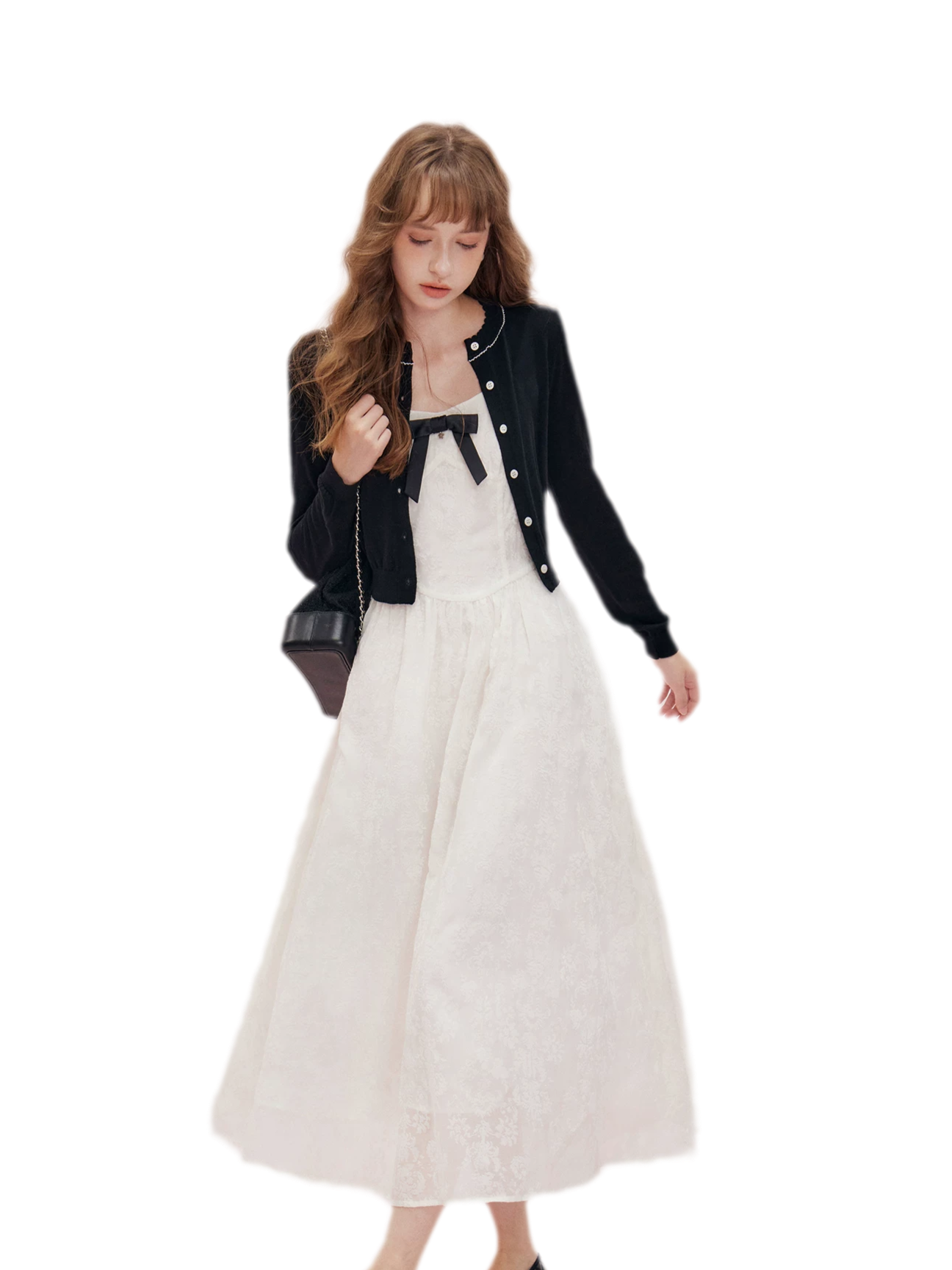 Cashmere Wave Trim Cardigan
