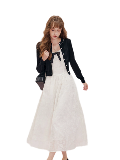Cashmere Wave Trim Cardigan