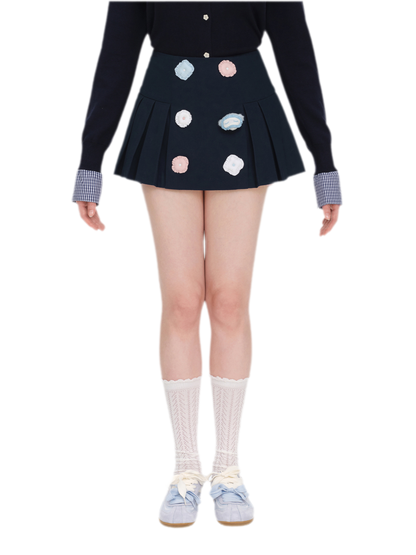 Bear Pleated Cotton Skort