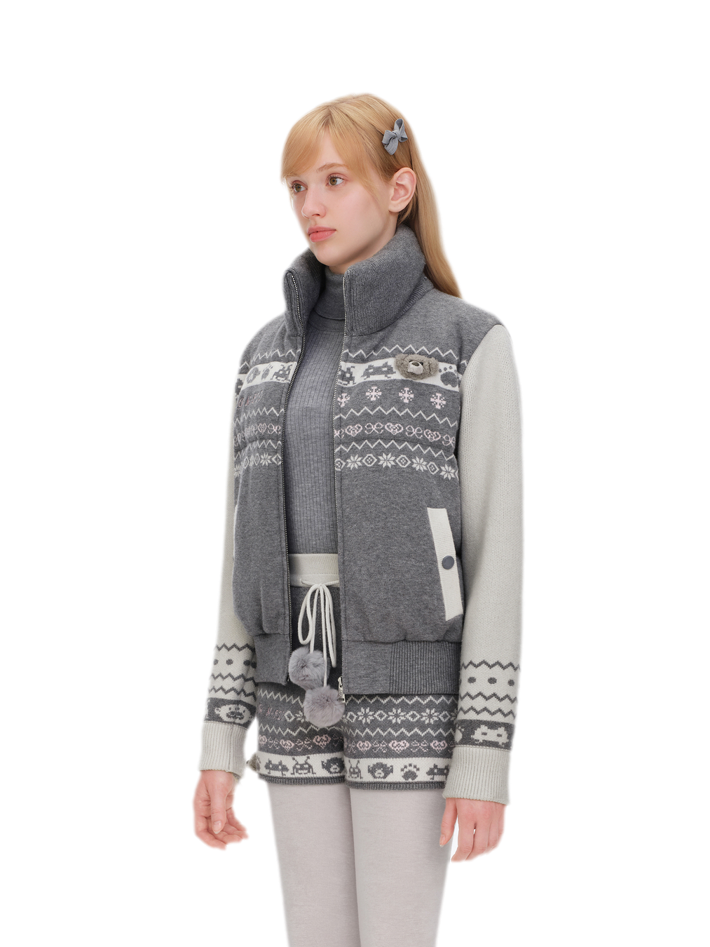 Fair Isle Cropped Down Jacket
