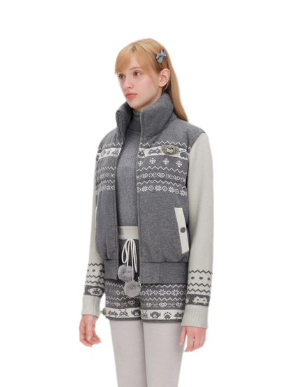 Fair Isle Cropped Down Jacket