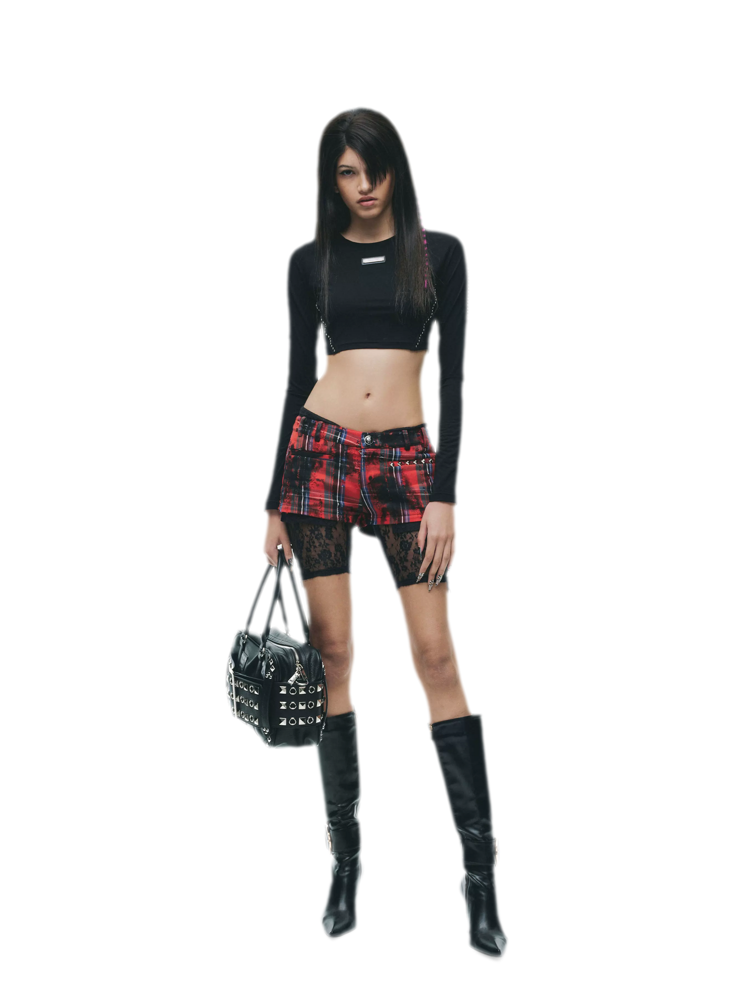 Rivet Cropped Raglan T-Shirt