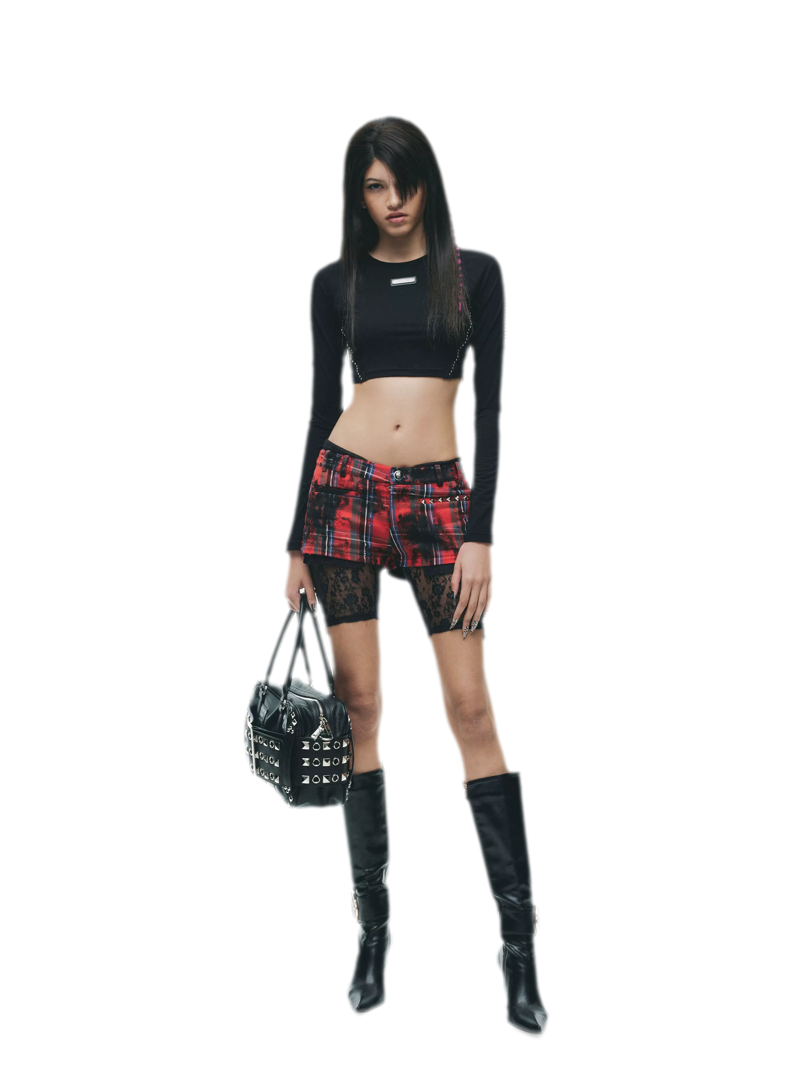 Rivet Cropped Raglan T-Shirt