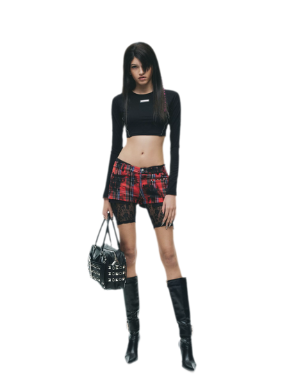 Rivet Cropped Raglan T-Shirt