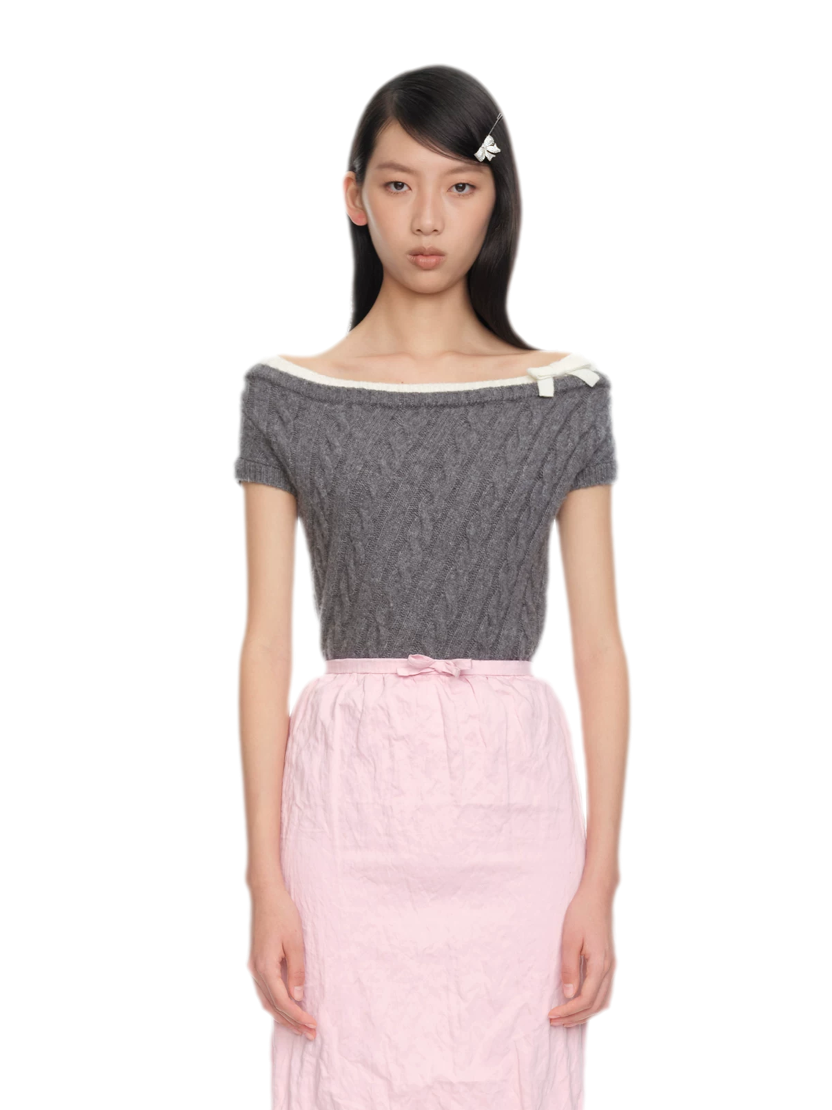 Cable Knit Off-Shoulder Top