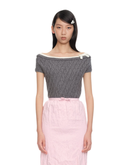 Cable Knit Off-Shoulder Top
