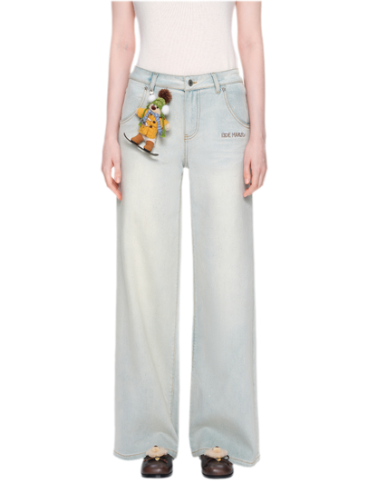 Shimmer Straight-Leg Denim Jeans