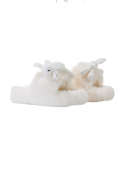 Furry Single-Strap Open-Toe Slippers