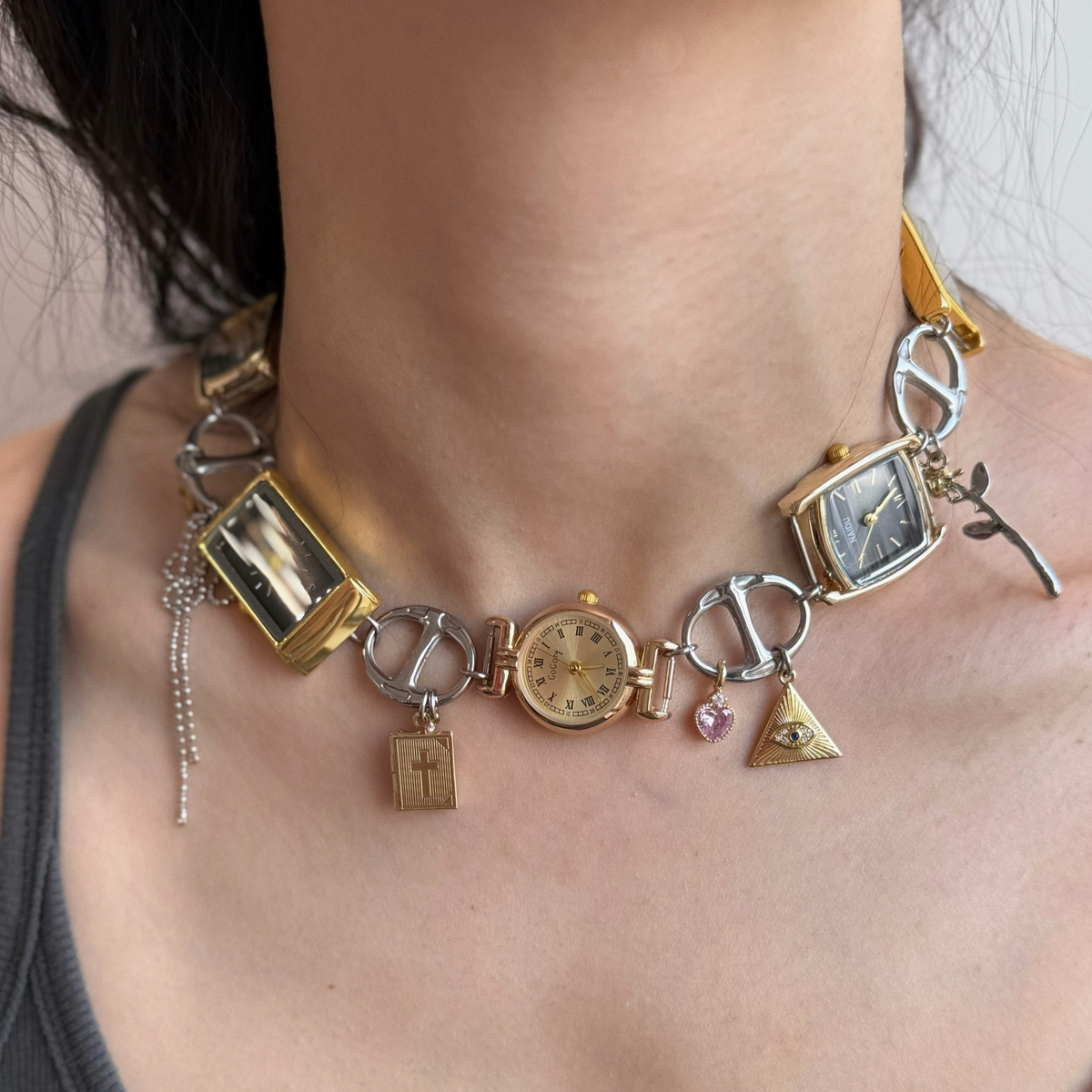 Vintage Layered Watch Choker