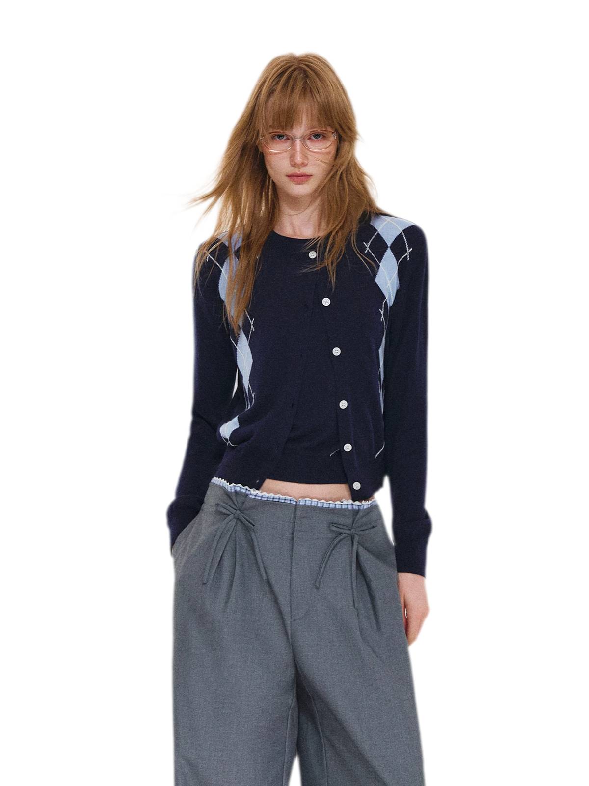 Wool Argyle Knit Set