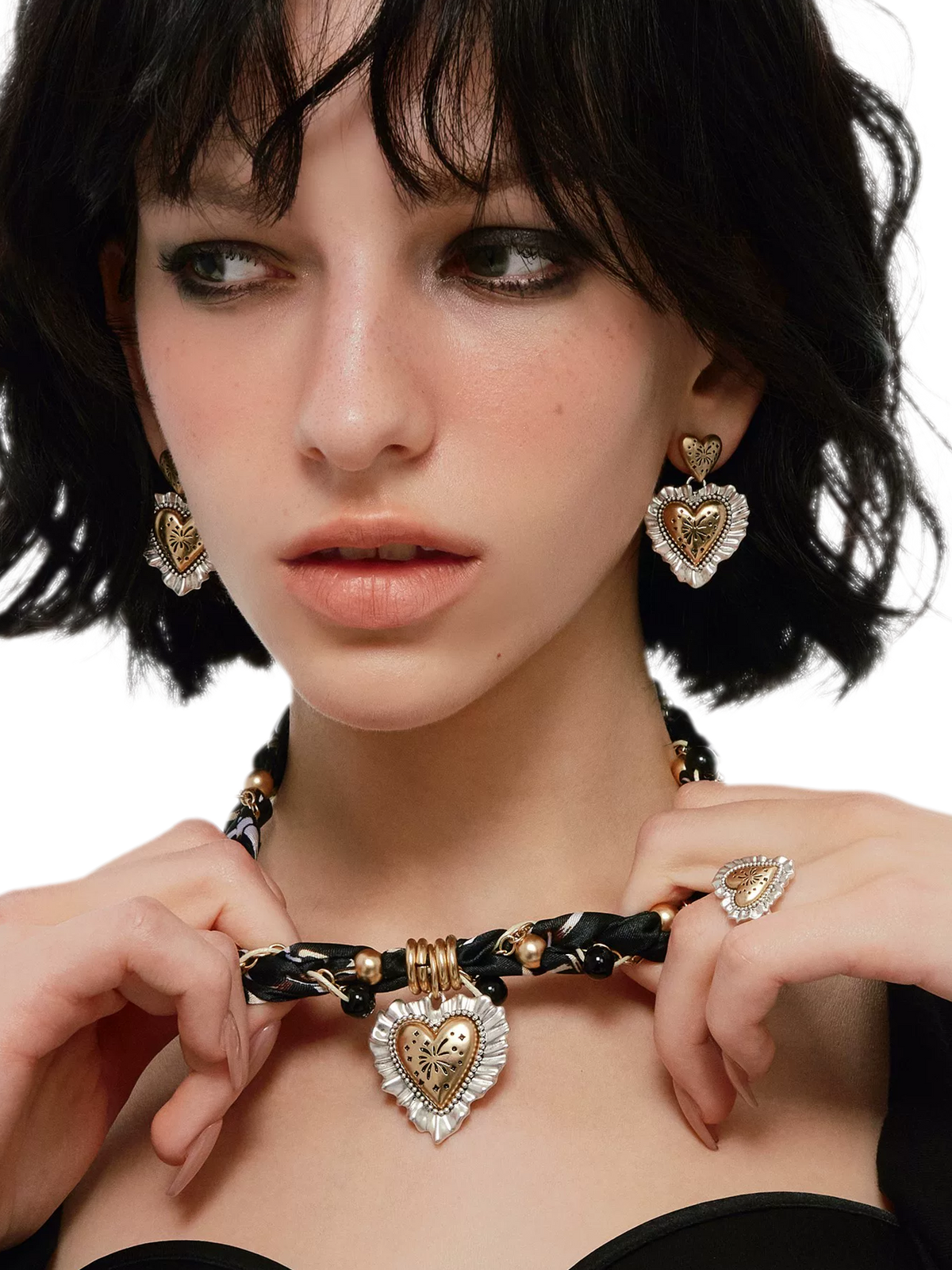 Vintage Heart Scarf Necklace