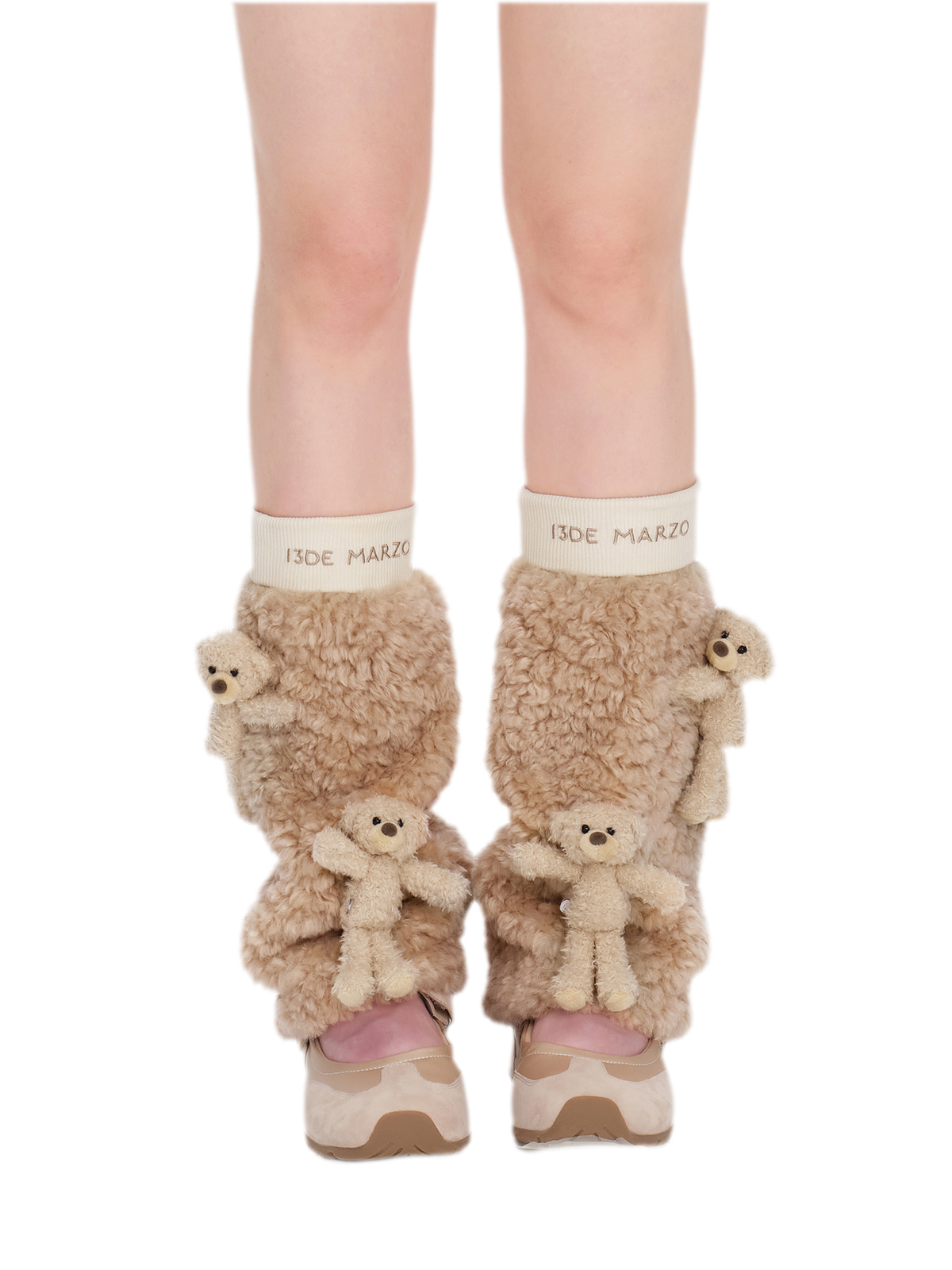 Plush Bear Appliqué Leg Warmers