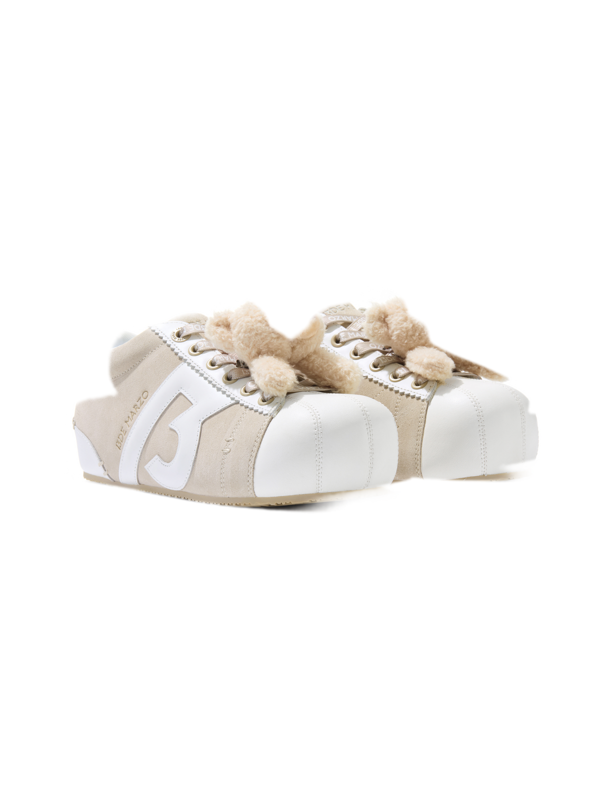 Sneakers basse chunky in suede con orso