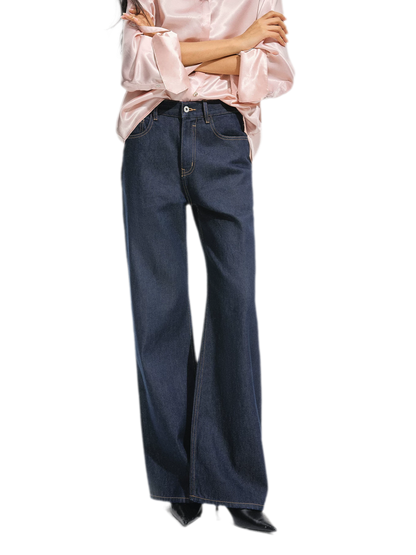 Jeans met contrasterende stiksels en hoge taille
