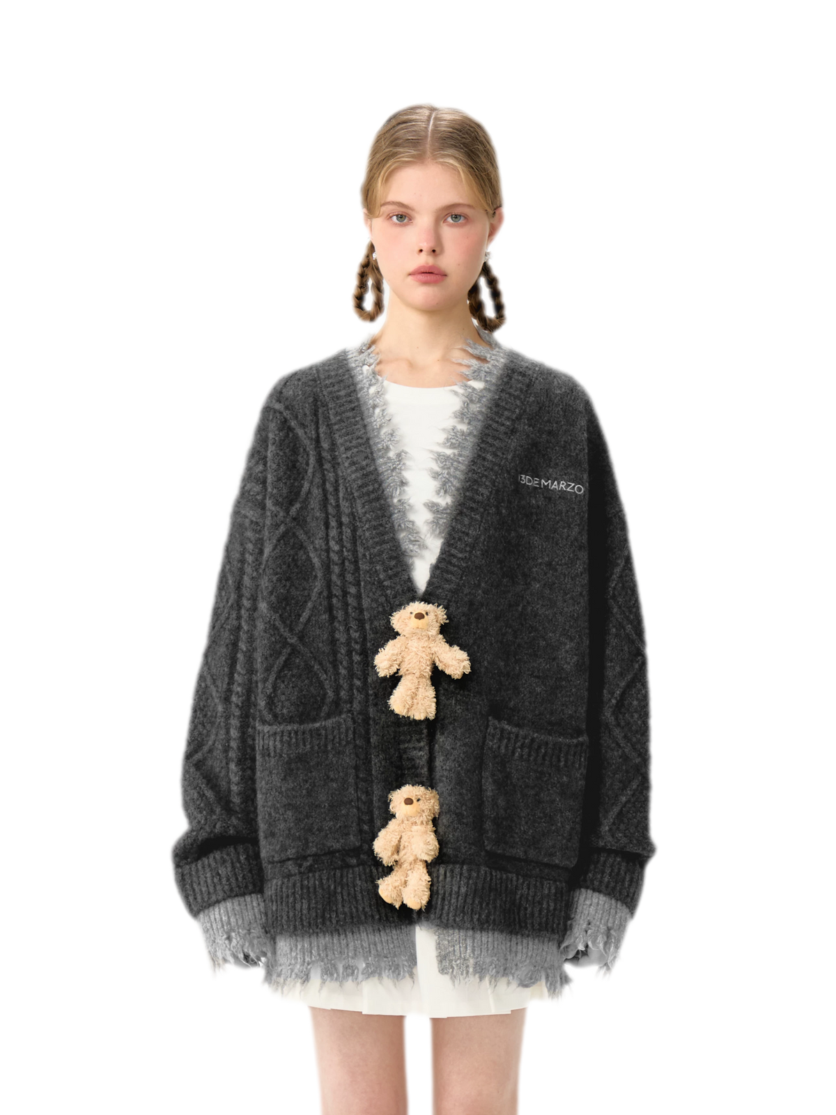 Áo cardigan gấu oversized lông xù